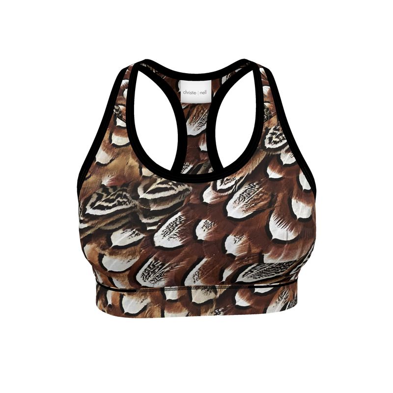 North Dakota Pheasant Feathers Sports Bra