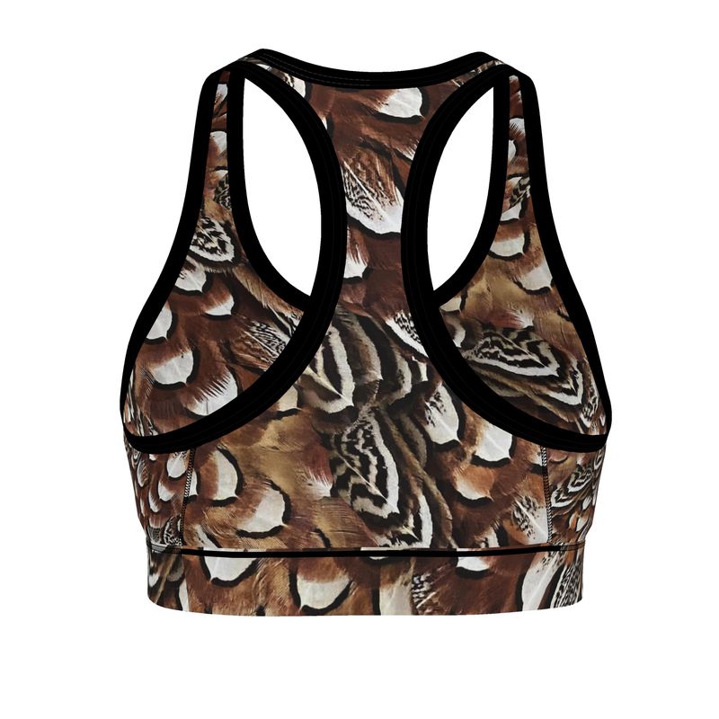 North Dakota Pheasant Feathers Sports Bra