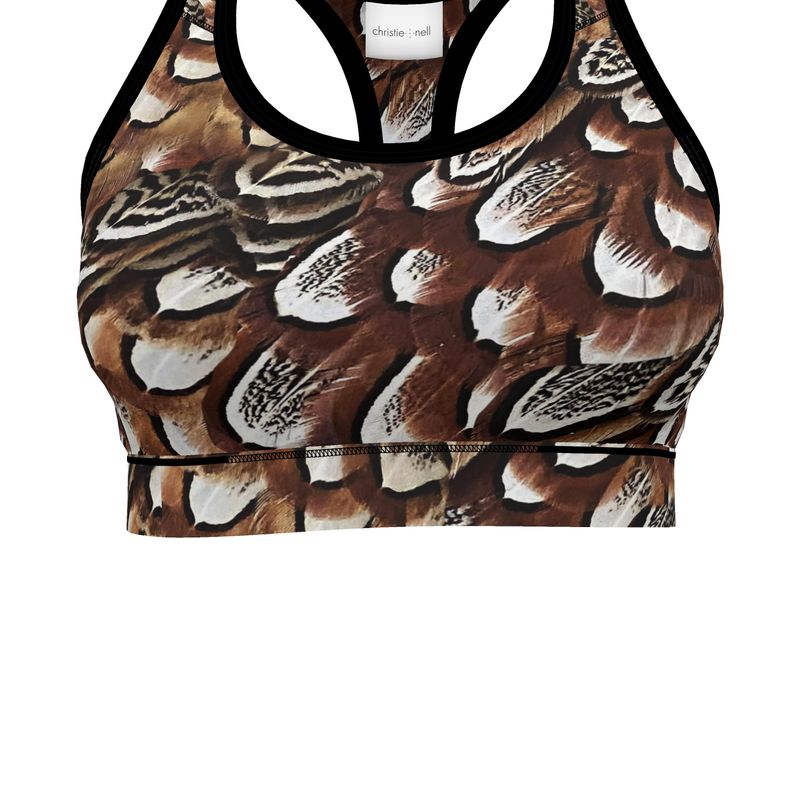 North Dakota Pheasant Feathers Sports Bra